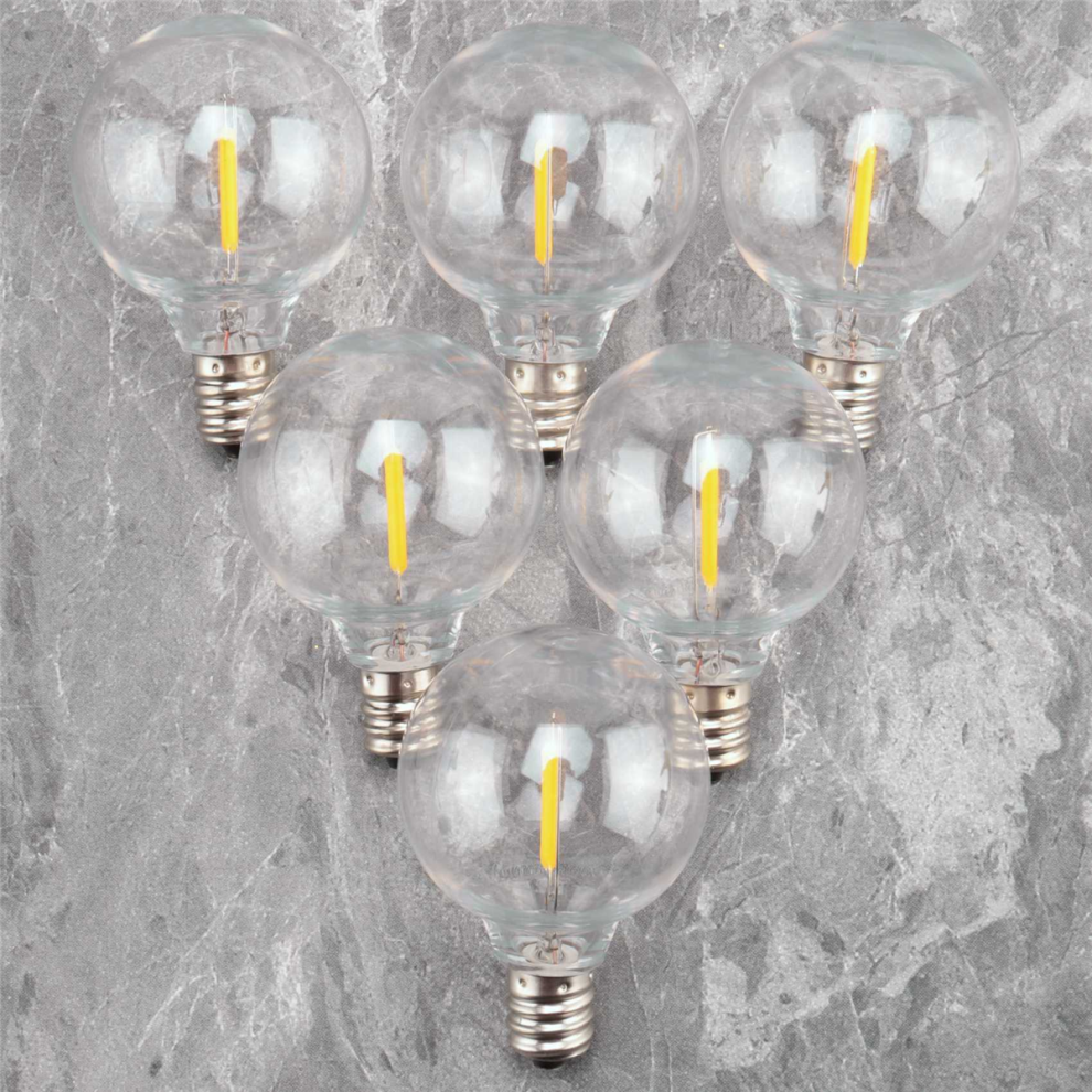 6Pcs G40 Led Replacement Light Bulbs, E12 Screw Base Shatterproof LED Globe Bulbs for Solar String Lights Warm White