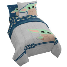 Star Wars The Mandalorian Hello Grogu 5-teiliges Twin-Size-Bettwsche-Set inklusive Bettdecke und Bettlaken-Set superweiche Kinderbettwsche, lic