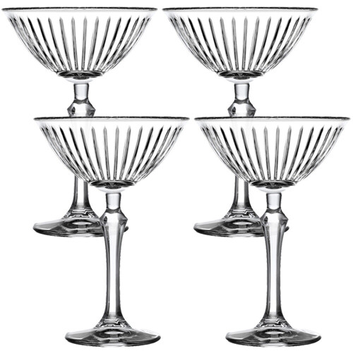 (4) Long Stemmed Drinking Glasses Cocktails 220ml