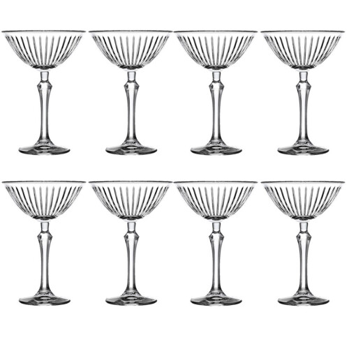 (8) Long Stemmed Drinking Glasses Cocktails 220ml