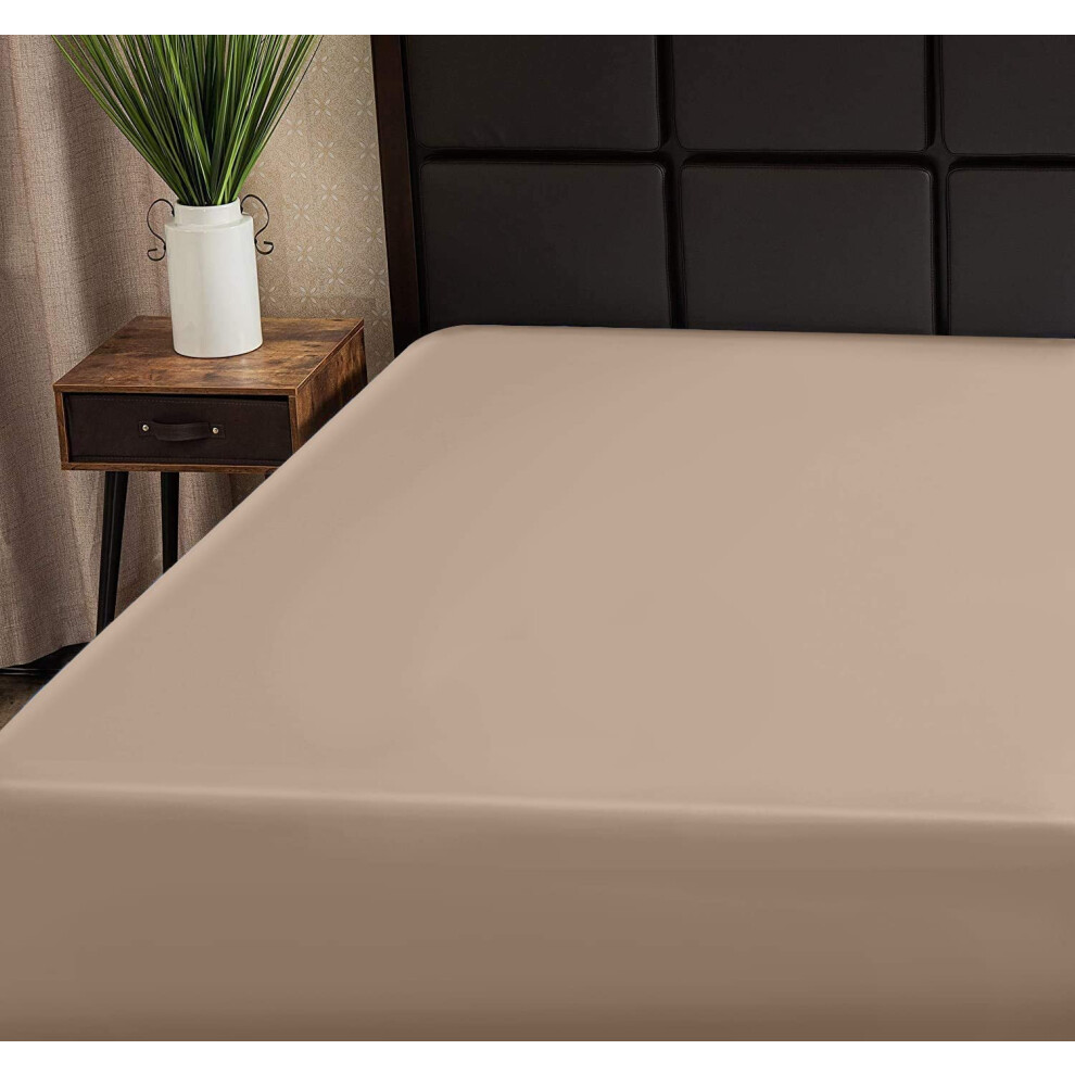 Drap-housse Superity Linen King - 100 % coton 200 fils/cm   , respirant, doux et confortable, lavable et s   chable en machine (King 78 x 80, taupe)