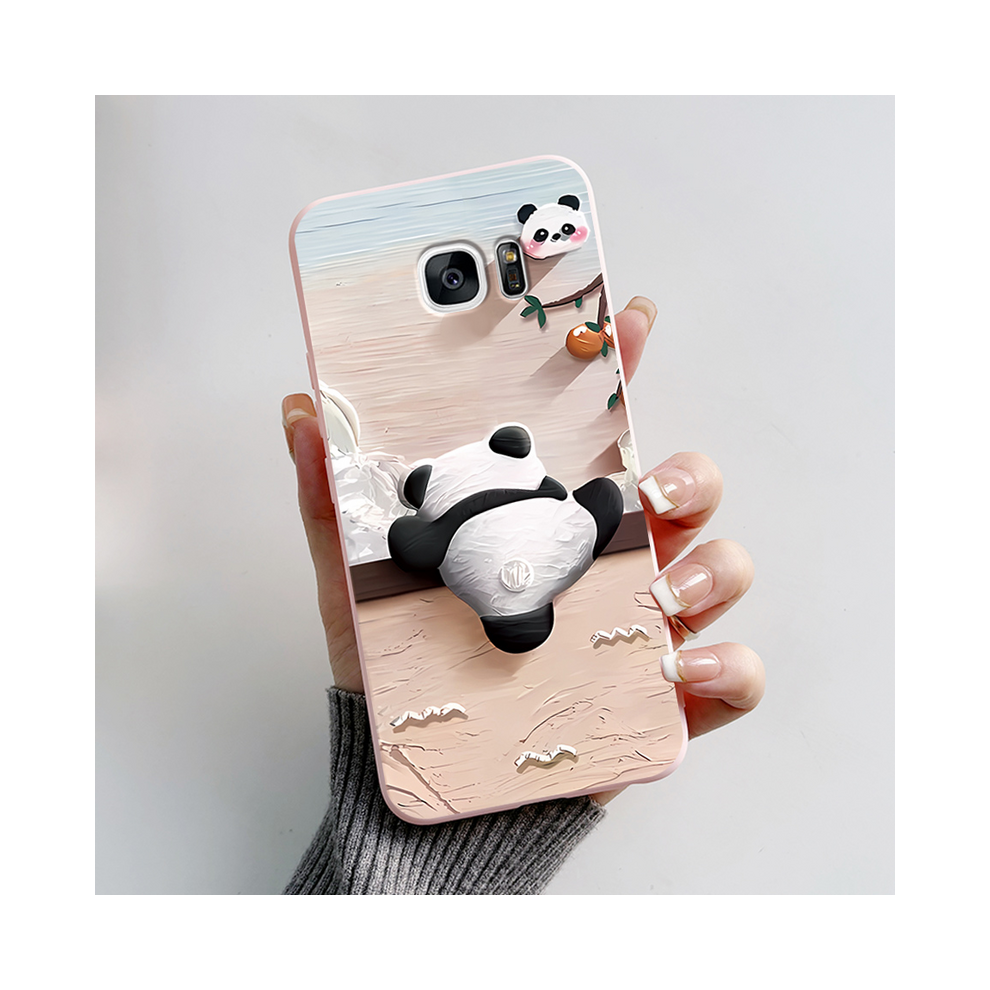 (Pink-L06, For Galaxy S7) For Samsung Galaxy S7 Edge Case Cute Panda Silicon