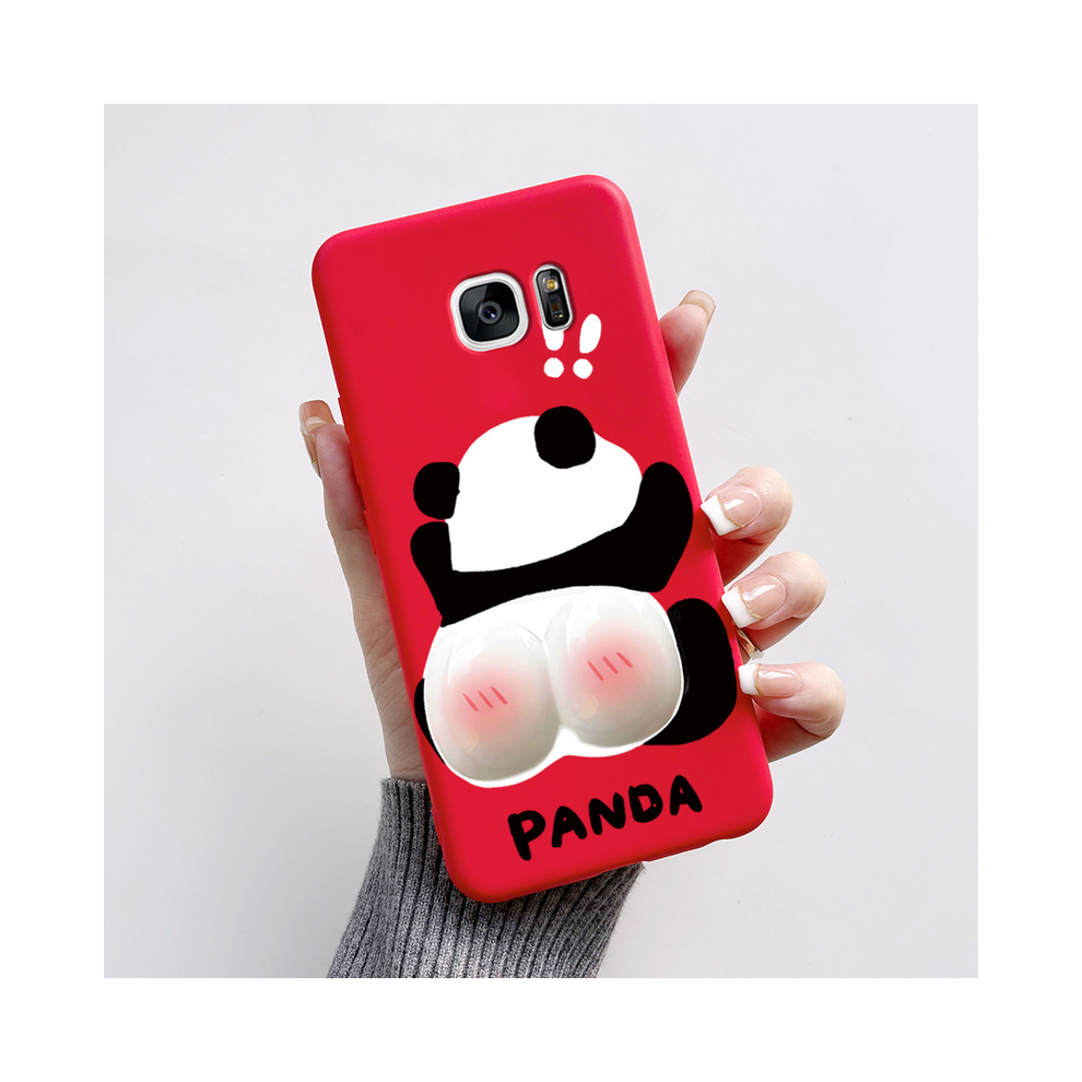 (-L12, For Galaxy S7) For Samsung Galaxy S7 Edge Case Cute Panda Silicon Red 931287671457