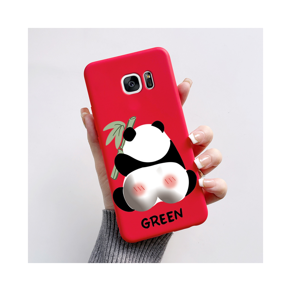 (-L11, For Galaxy S6) For Samsung Galaxy S7 Edge Case Cute Panda Silicon Red 931287671471