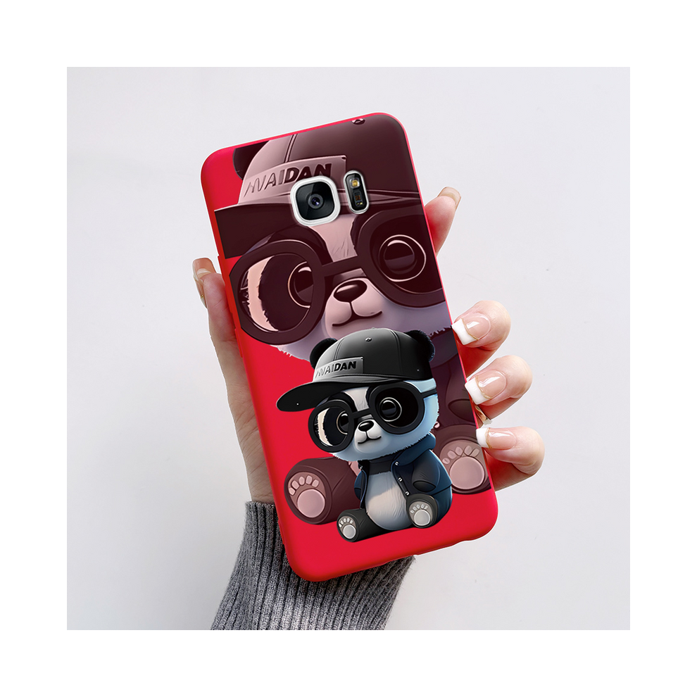 (-L01, For Galaxy S6) For Samsung Galaxy S7 Edge Case Cute Panda Silicon Red 931287671556