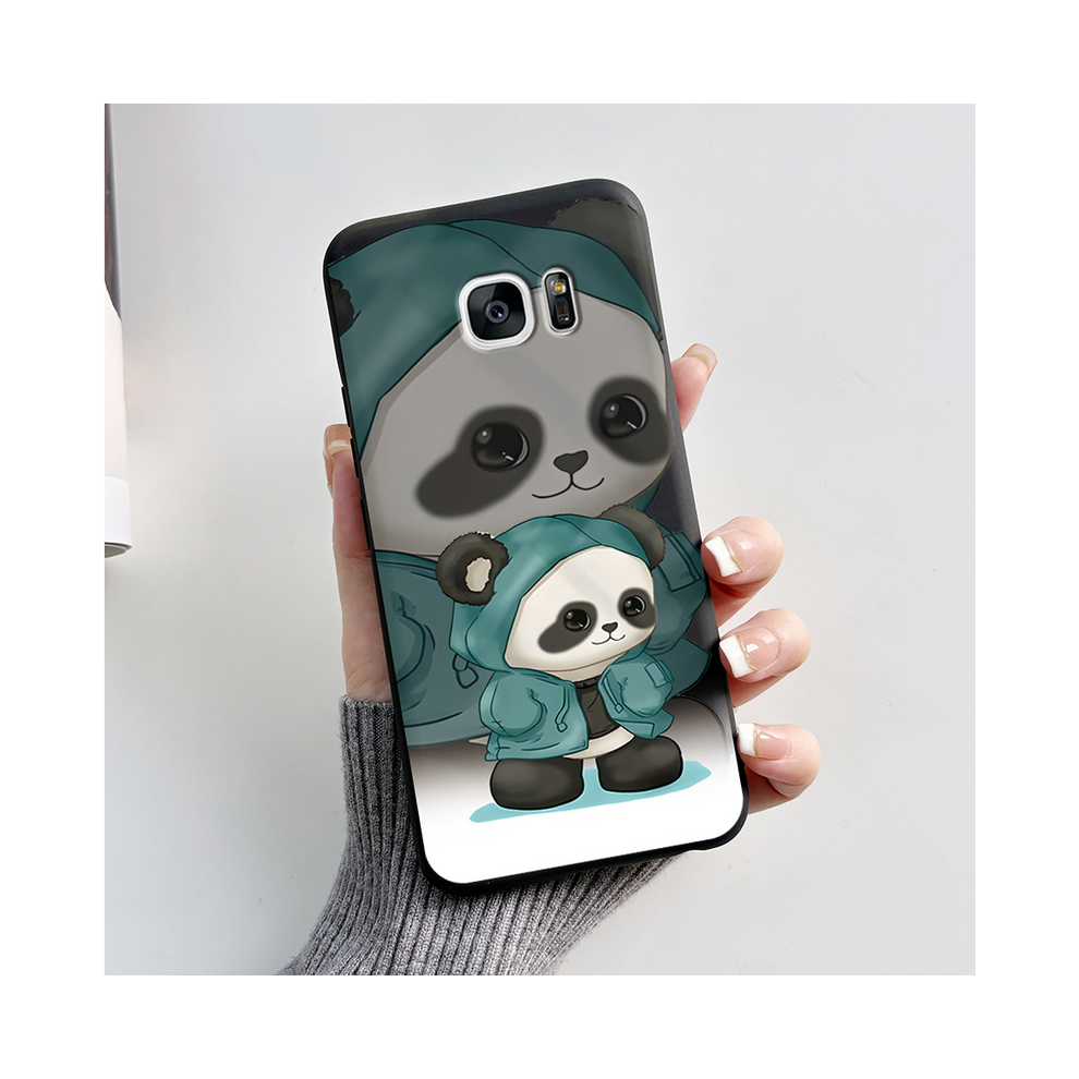 (-L06, For Galaxy S7) For Samsung Galaxy S7 Edge Case Cute Panda Silicon Black 931287672096