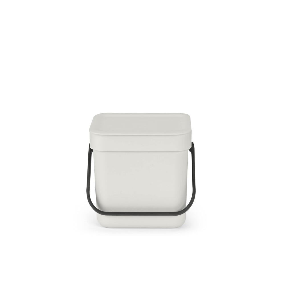 Brabantia Sort & go Food Trash can 08 galLight gray Small countertop Kitchen compost caddy with Handle & Removable Lid  Easy clean