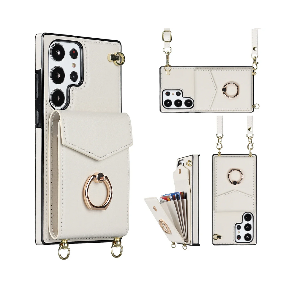(, Galaxy S24) Ring Stand Crossbody Case For Samsung Galaxy S25 S White 931287673284