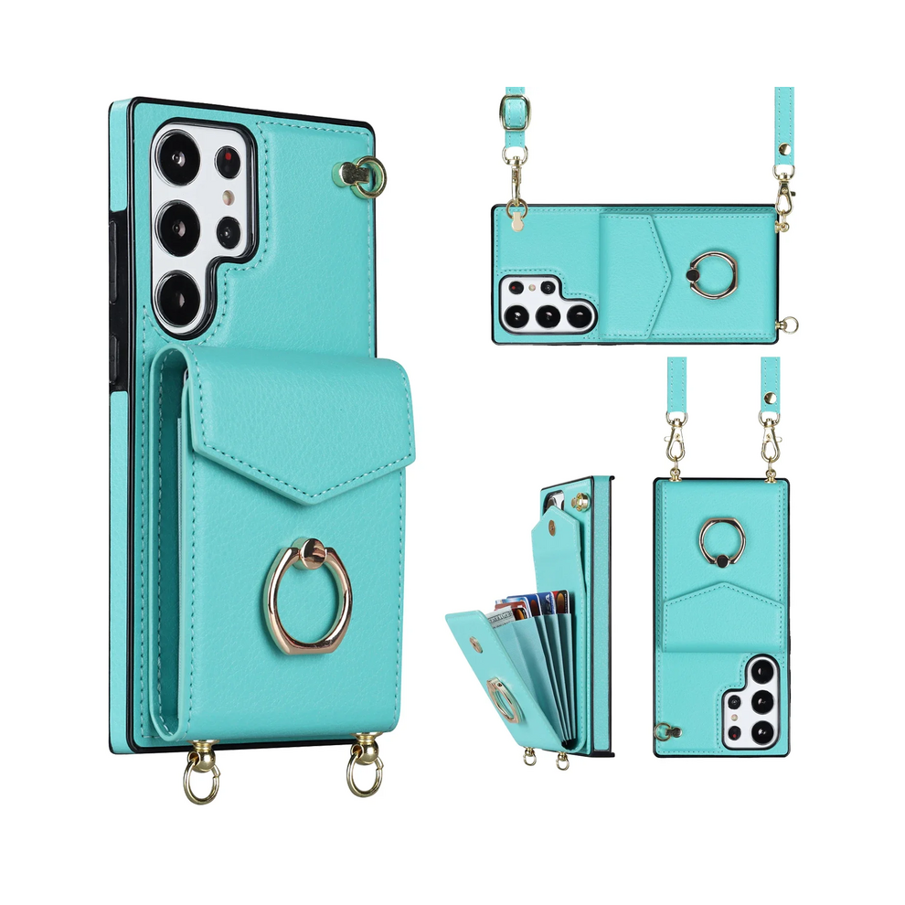 (, Galaxy S24) Ring Stand Crossbody Case For Samsung Galaxy S25 S Green 931287673291