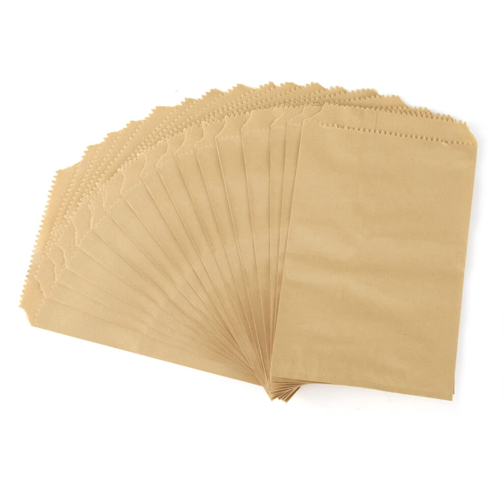 Focciup 100 Sacchetti Di Carta Kraft Marrone, 12,7 X 17,8 Cm, Buste Piatte Per Merce, Sacchetti Per Feste-image