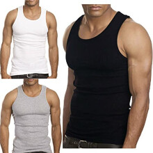 Goyoma 3-pack heren tanktop van 100% katoen, wit/zwart, A-shirt met onderhemd (mix 2XL)