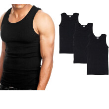 Goyoma 3er-Pack Herren-Tanktops aus 100 % Baumwolle, wei  /schwarz, Wife Beater A-Shirt, Unterhemd (S, Schwarz)