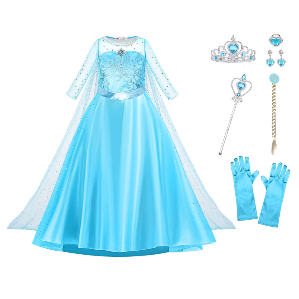 URAQT Princesse Robe Costume pour Filles Princesse Costume D   guisement pour Halloween F   te d'Anniversaire Reine Cosplay avec Couronne Baguette
