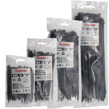 Superun 400-packs zwarte kabelbinders, diverse maten, 4+6+8+12 inch kabelbinders, heavy-duty kabelbindersset - Zipties-verscheidenheidspakket