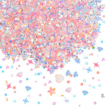 KIMOBER 50 Gram Mixed Craft Sequins and Spangles Iridescent Pink Assorted Shapes & Sizes Sequins for Nails  DIY Arts Crafts