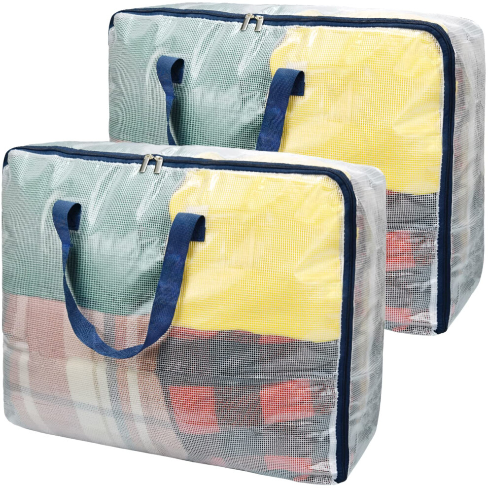 Ineetatu Clear Storage Bags with Zipper 75L Extra Large Capacity - Closet Underbed Storage Organizer for Clothes Bedding Comforter Toys Pillow &