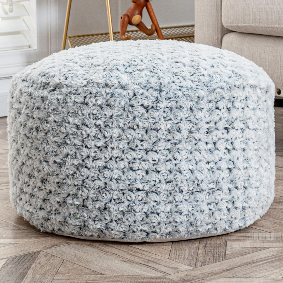 Pouf ottoman gris non rembourr   , repose-pieds, 50 x 50 x 30 cm, pouf rond sans rembourrage, pouf de sol pliable, rangement pour Livi
