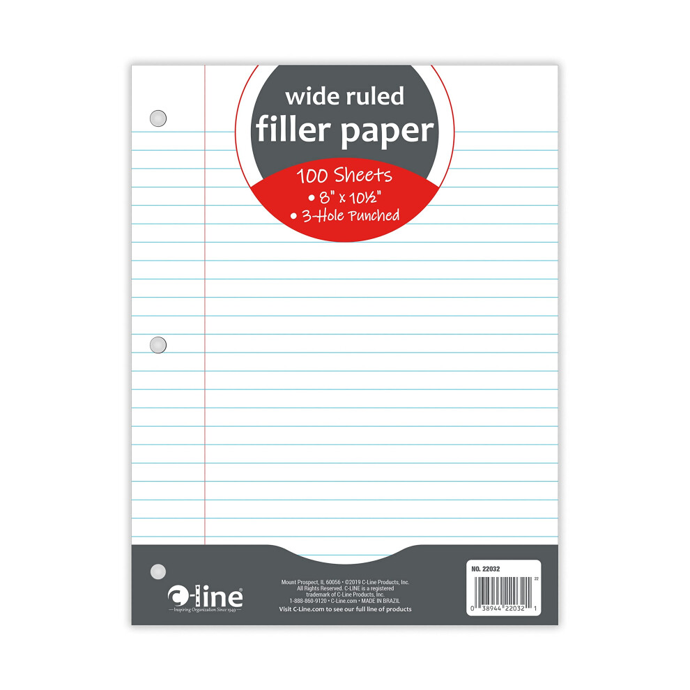 FILLER PAPER WIDE RULED 100/PK
