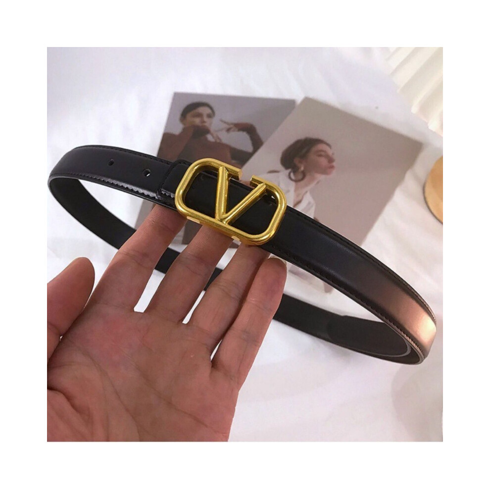 (Retro Black) Vintage Timeless Womens Inspired V Letter Waist Belt For Outerwear And Dresses