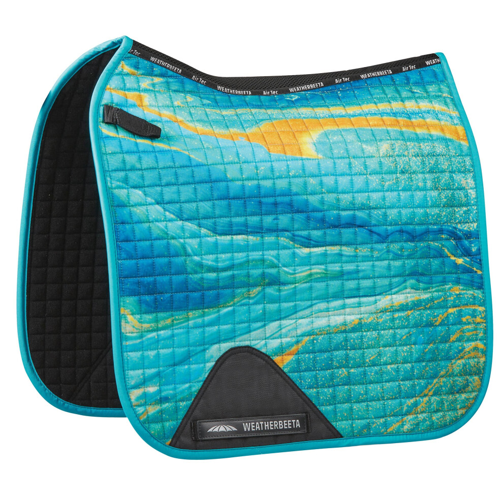 Weatherbeeta Prime Marble Dressage Saddle Pad  Blue/Orange Swirl Marble Print  Full