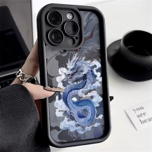 (7, For iPhone 11Pro Max) Illusory Color Chinese Dragon Silicone Phone Case