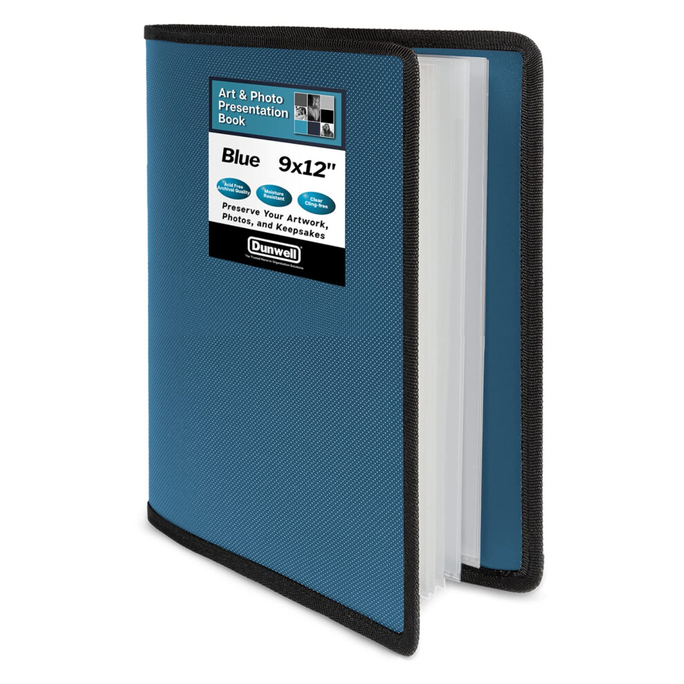 Dunwell Blue Art Portfolio 9X12 Folder - Portfolio Folder For Artwork 9 X 12 Art Folder 24 Pockets Display 48 Pages Portfolio Binder Portfolio Bo