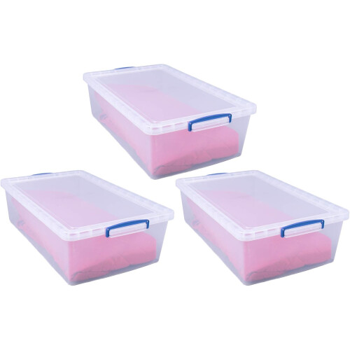 Really Useful Really Useful Box Nestable Plastic Storage 43 Litre Clear (Pack of 3) 1
