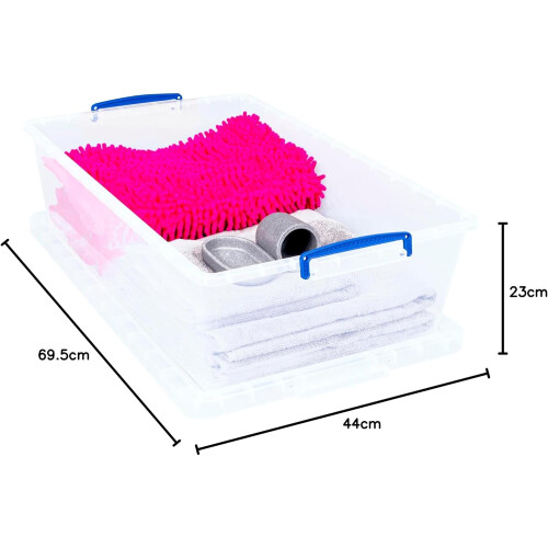 Really Useful Really Useful Box Nestable Plastic Storage 43 Litre Clear (Pack of 3) 2