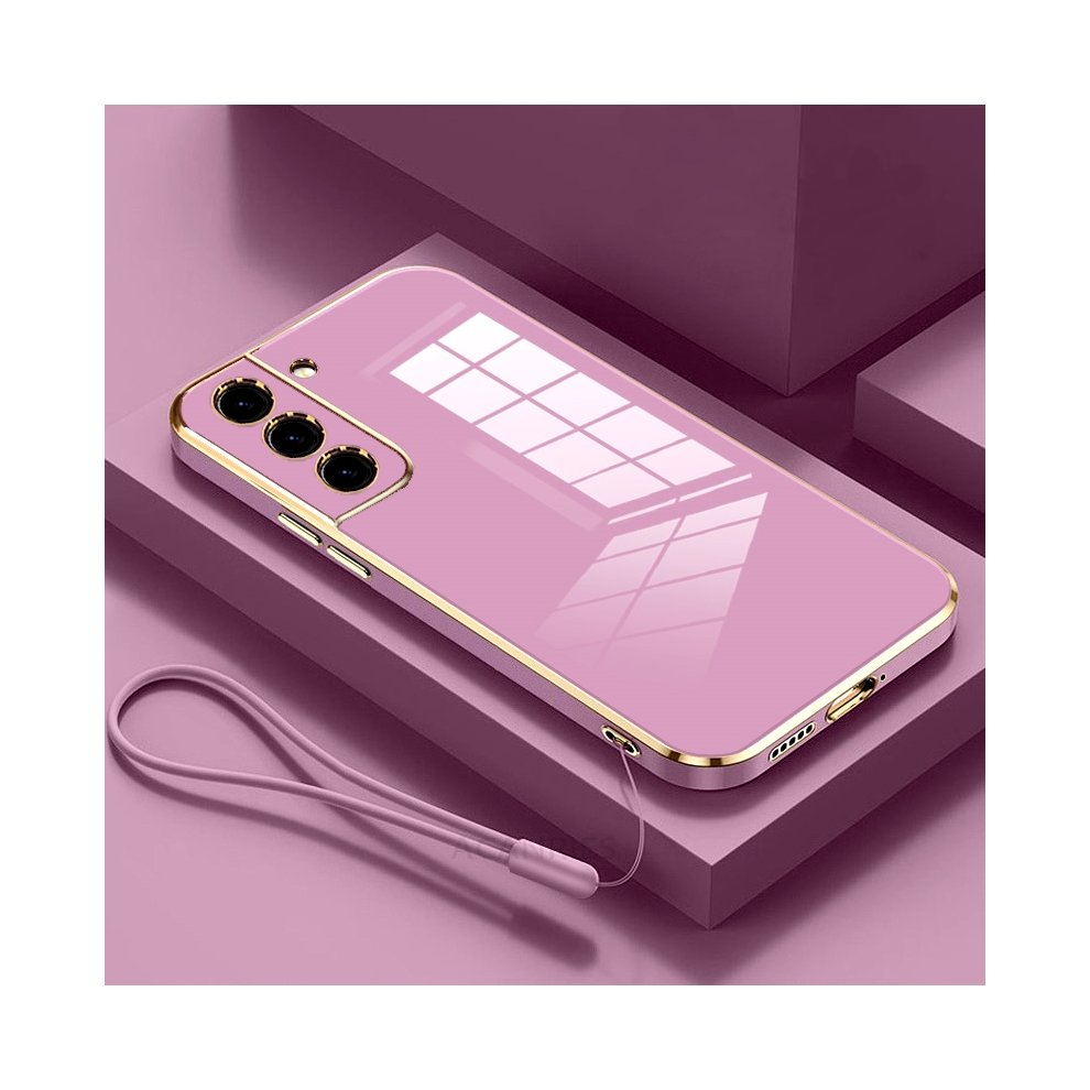 (Zbss Cherry Purple, S20 Fe) S24ultra Luxury Plating Lanyard Silicone Case For Red,Purple 931287725150