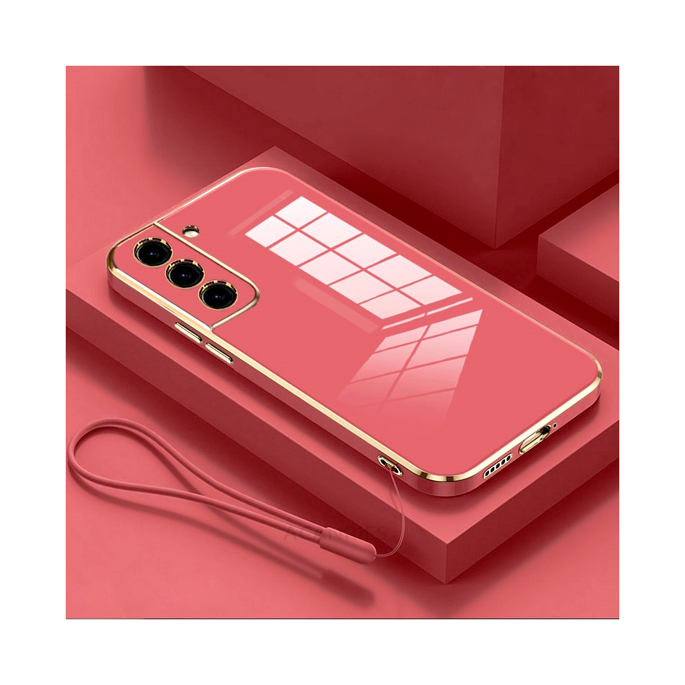(Zbss Camellia S20 Fe) S24ultra Luxury Plating Lanyard Silicone Case For Red 931287725624