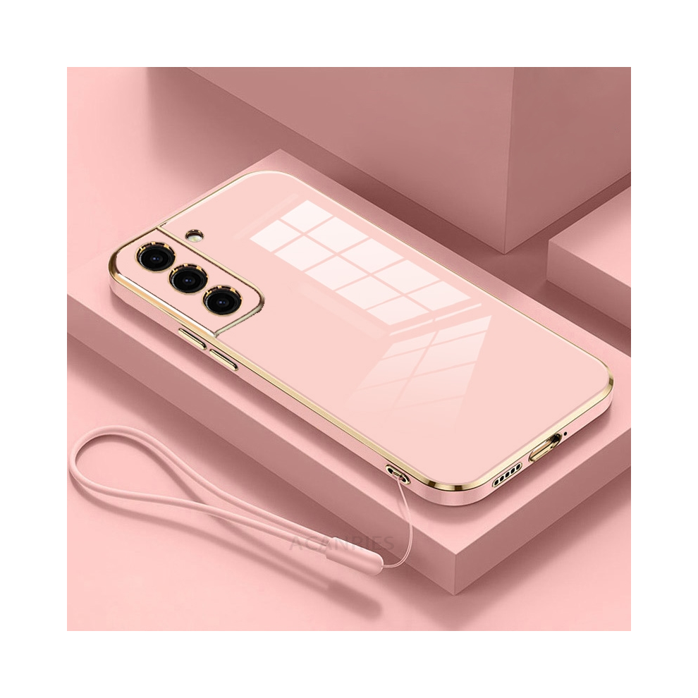 (Zbss S20 Fe) S24ultra Luxury Plating Lanyard Silicone Case For Pink 931287725976