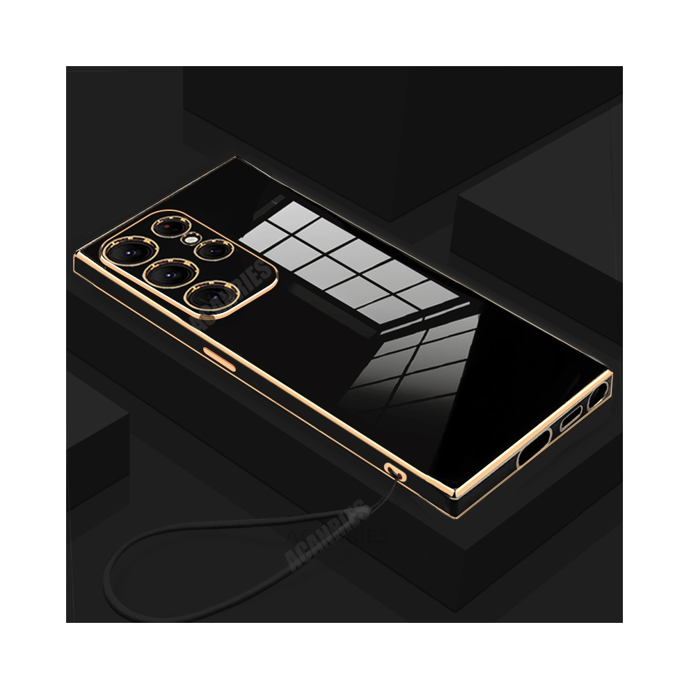 (Zbss S20 Fe) S24ultra Luxury Plating Lanyard Silicone Case For Black 931287726669