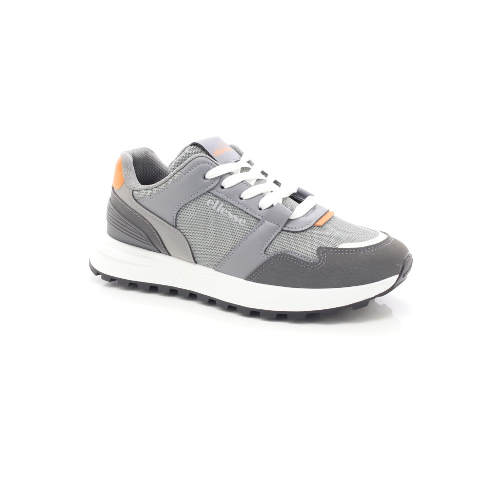 (UK Size 12, Charcoal/Grey/White) ellesse Mens Riva Runner 1050 Sports Fitness Gym Running Lace Up Sneaker Trainers