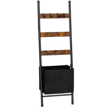 HOOBRO Blanket Ladder with Basket 17.3 L x 63.4 H Towel Rack with Hooks Blanket Holder Rack Decorative Ladder Shelf Drying and Display Rack for B