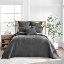Levtex Home - Mills Waffle - King Bedspread Set - charcoal cotton Waffle - Bedspread Size 120 x 104in Sham Size 36 x 20in