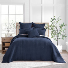 Levtex Home - Mills Waffle - Full Bedspread Set - Navy cotton Waffle - Bedspread Size 100 x 104in Sham Size 26 x 20in