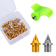 Nuolifee 1/4 Inch Track Spikes 100 Stuks Stalen Track Shoe Spikes Vervangingen en Spike Wrench voor Sport Running Track Schoenen Golf Spikes