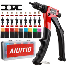 Kit di utensili per rivetti AIUITIO da 8"" con 9 mandrini metrici e SAE, set di utensili per rivetti Nutsert con 90 rivetti, custodia robusta prog