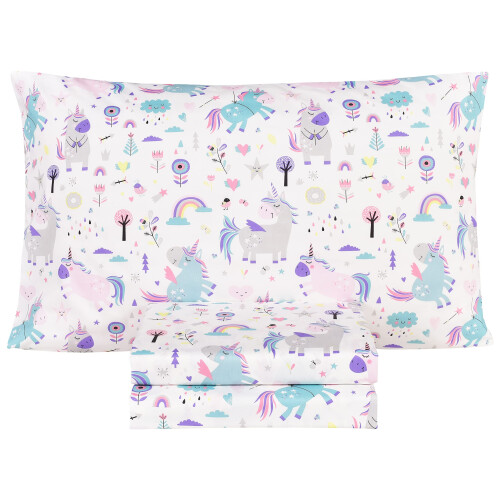 Scientific Sleep Χαριτωμένο Σετ Σεντονιών Μονά Unicorn 100% Βαμβάκι