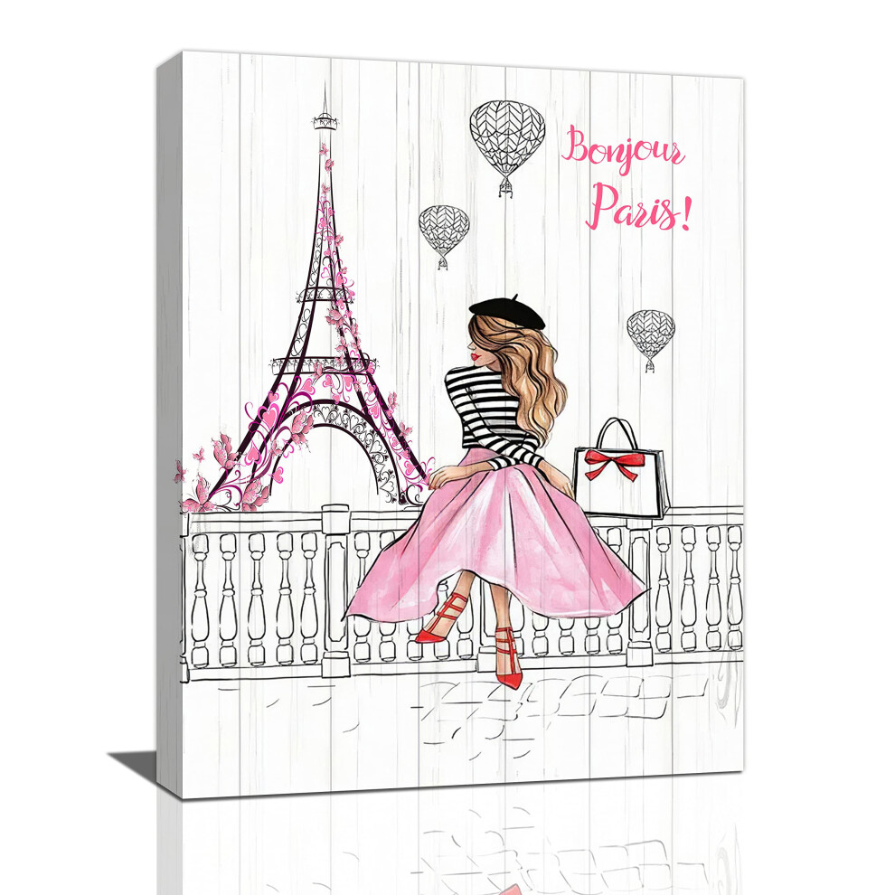 Tour Eiffel rose Art mural romantique Paris Mode femmes Toile D   coration murale Papillon Tour Eiffel Photo Peinture Impression Moderne Atwork Pou