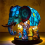 Animal Table Lamp Dyed Resin Elephant Desktop Night Light Light,3D Stained 3