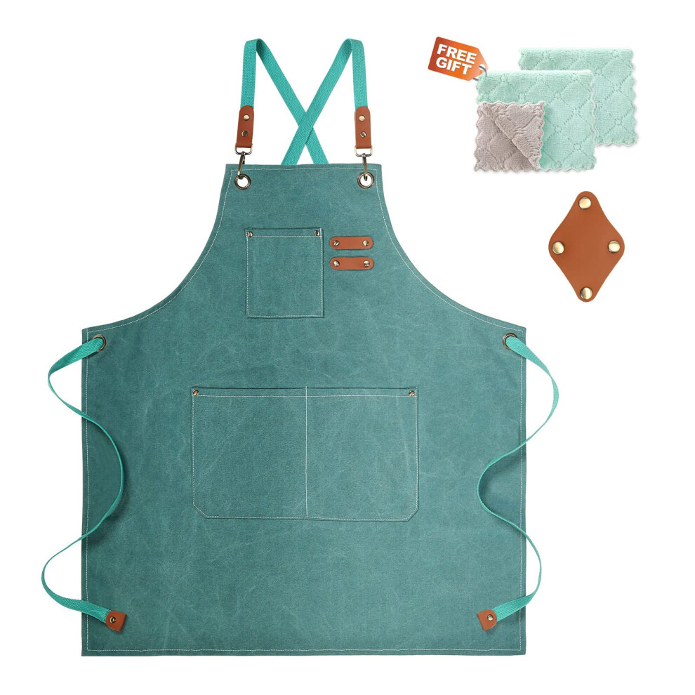 Tablier de chef ZOMAO en toile de coton avec grandes poches pour homme et femme, tablier de jardinage, de cuisine, de p   tisserie, robuste et r   gl
