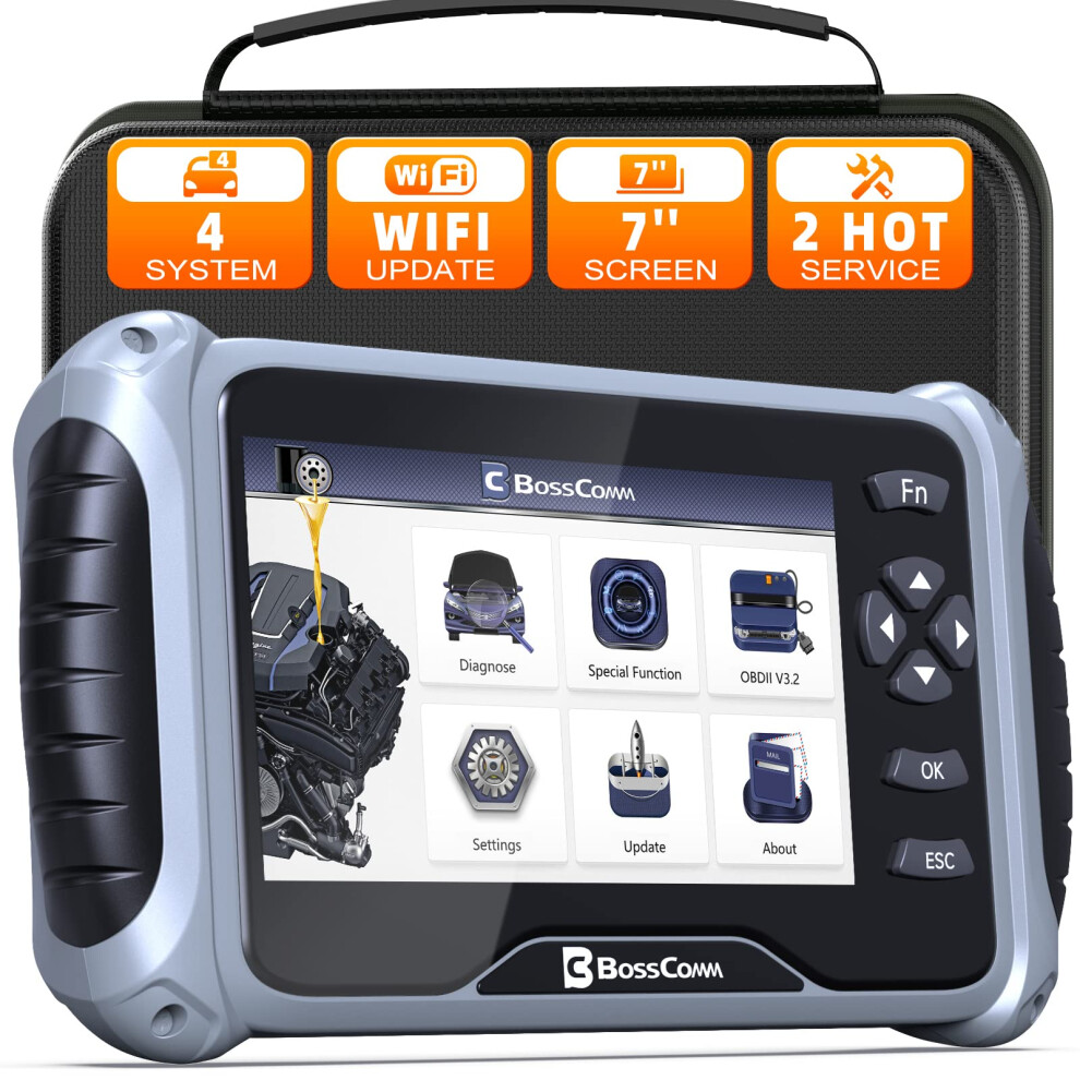 OBD2 Scanner Diagnostic Tool Car Diagnostics ABS/SRS/Transmission/Check Engine Car Code Reader Scan Tool with Oil Light Reset/Throttle Match 7in Dis