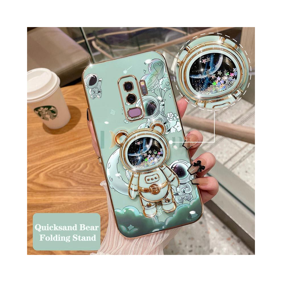 (, Galaxy S9 Plus) Quicksand Bear Astronaut Phone Holder Case For Sam Green 931287789077