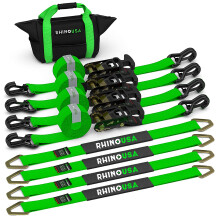 Cinghie di fissaggio per auto a cricchetto Rhino USA - Resistenza alla rottura di 11-128 libbre - Cinghie di fissaggio per rimorchi di ultima gen