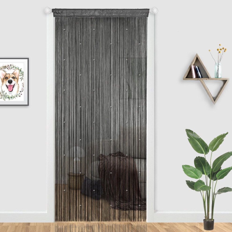 Yiibaii Tenda Con Perline, Tende Con Perline Per Porte, Cristalli, Adatte Per Decorazioni Interne Sospese E Divisori, Tende Per Armadio, 39X110 Grigio-image