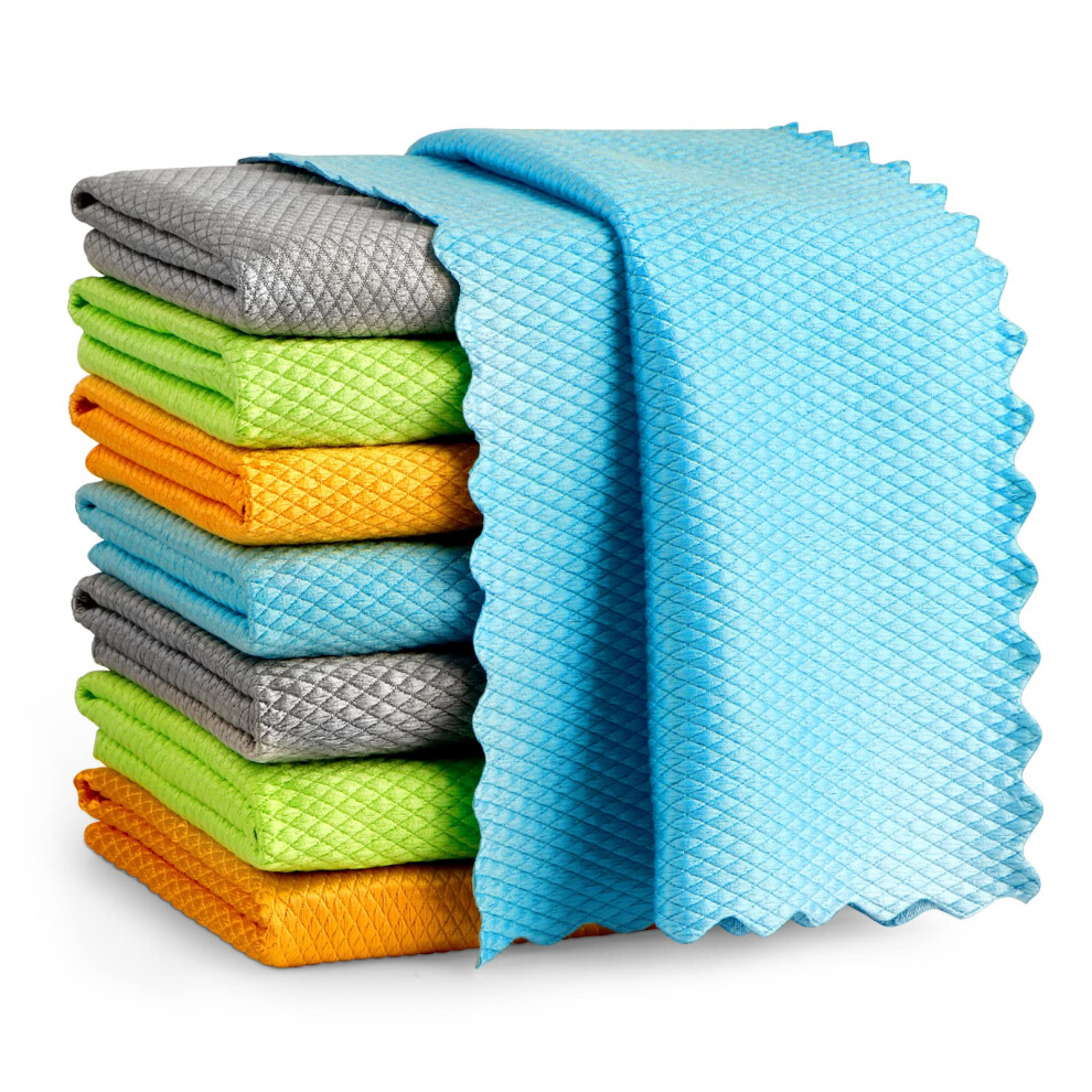 Aidea Microfiber Glass Cleaning Cloths-8Pk 16X16 Premium Microfiber Glass And Window Cleaner Lint Free Quickly Clean Windows Glasses Windshields