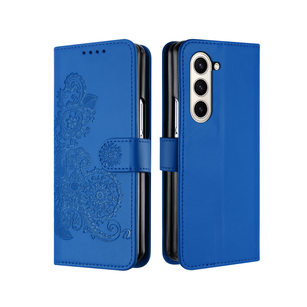 (, Galaxy Z Fold6) Flower Leather Phone Case For Samsung Galaxy Z Fol Blue 931287798482