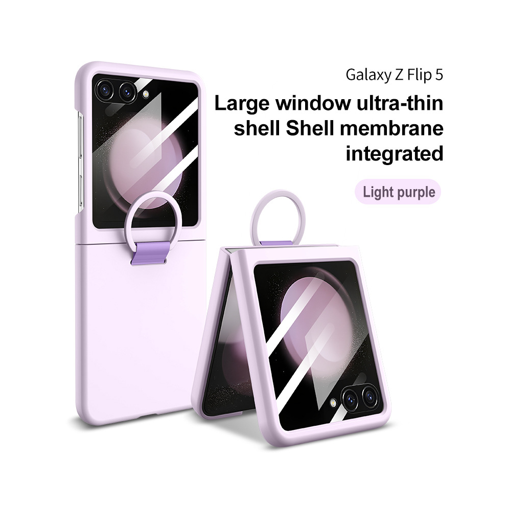 (Lavender, Z Flip5) Hot Skin Feel Glass Case For Samsung Galaxy Z Flip Purple 931287803551