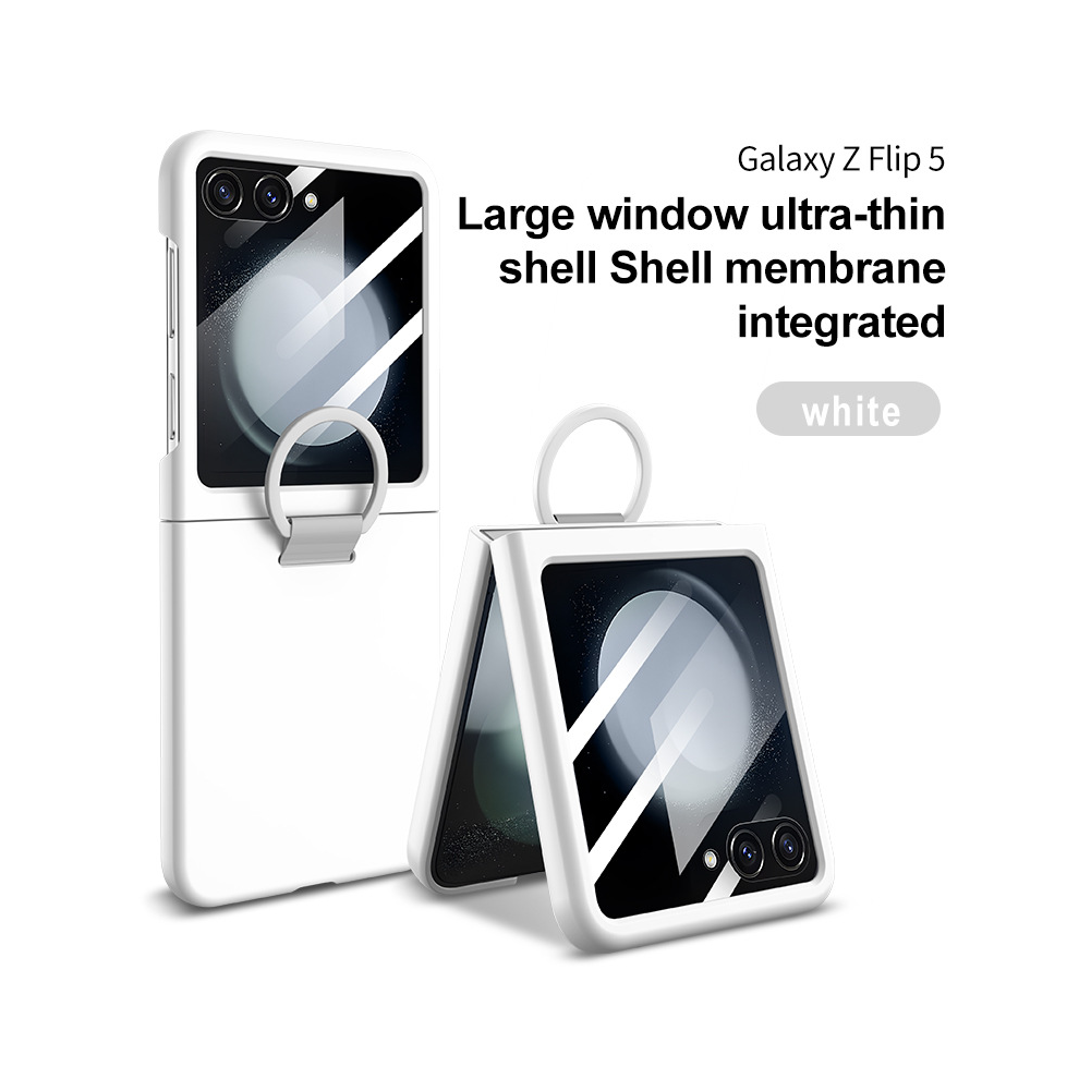 (, Z Flip5) Hot Skin Feel Glass Case For Samsung Galaxy Z Flip White 931287803537